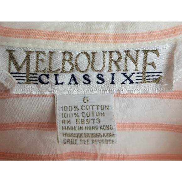 Vtg Melbourne 80s Classix Pink Gray Stripe Short Sleeve Button Shirt Womens Sz 6 - Picture 2 of 13